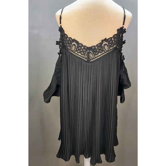The Clothing Company Women's‎ Dress Large Pleated Black Lace Off Shoulder Party - Picture 5 of 7